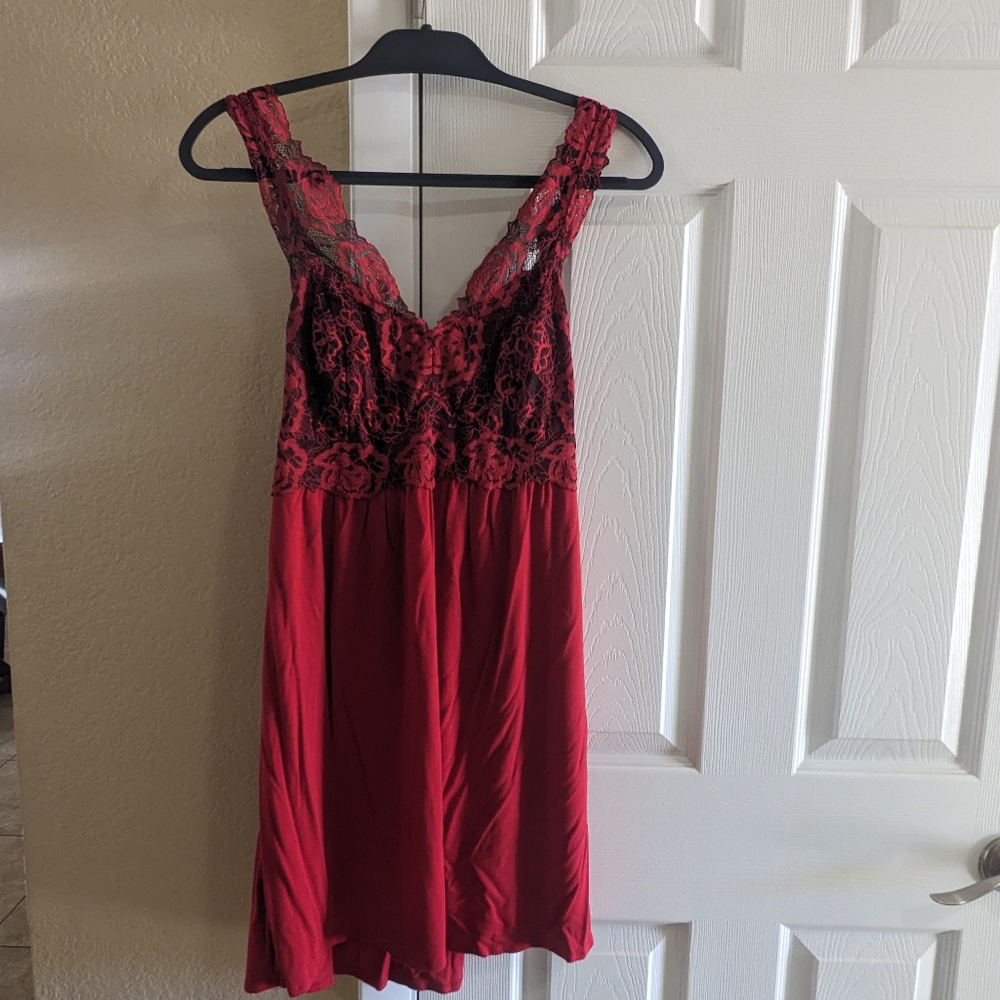 Soma Women's Cool Nights Soft Support Chemise, Size L, Red/Black